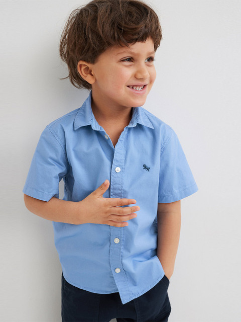 

H&M Boys Blue Solid Cotton Shirt
