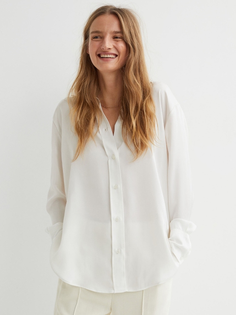 

H&M Women White Shirt with a Sheen