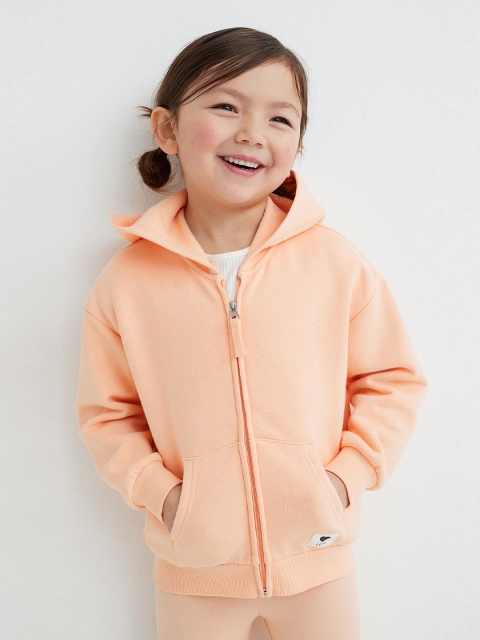 

H&M Girls Orange Solid Zip-Through Hoodie