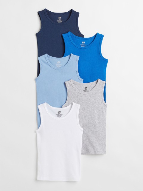 

H&M Boys 5-Pack Cotton Vest Tops, White
