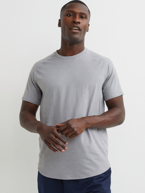 

H&M Men Grey Melange Solid Loose Fit Sports Top
