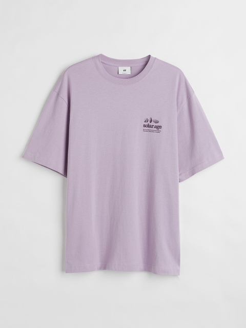 

H&M Men Purple Relaxed Fit Cotton T-shirt