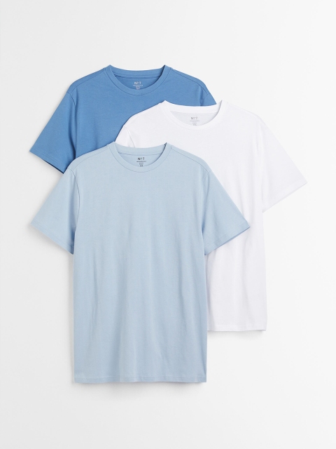 

H&M Men 3-pack Regular Fit Round-neck T-shirts, Blue
