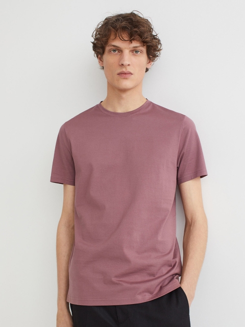

H&M Men Pink Slim Fit Premium Cotton T-shirt