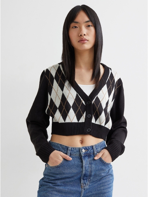 

H&M Women Black Short Cardigan