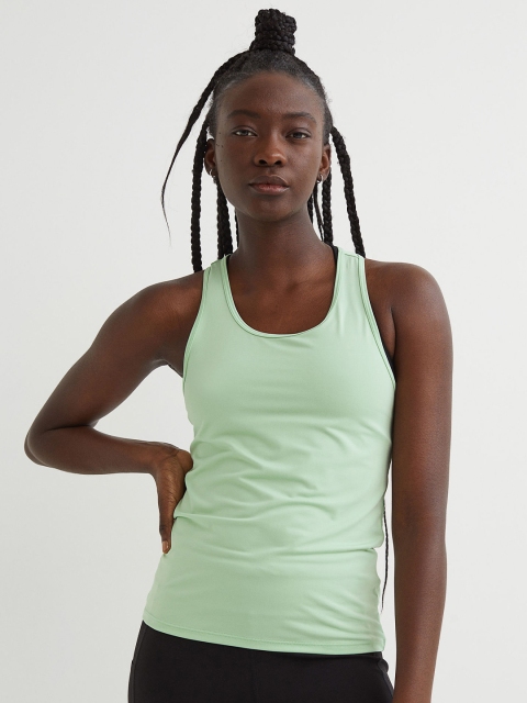 

H&M Women Green Solid Sports Vest Top