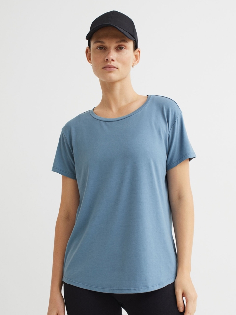 

H&M Women Teal Blue Solid Fast-Drying Sports Top