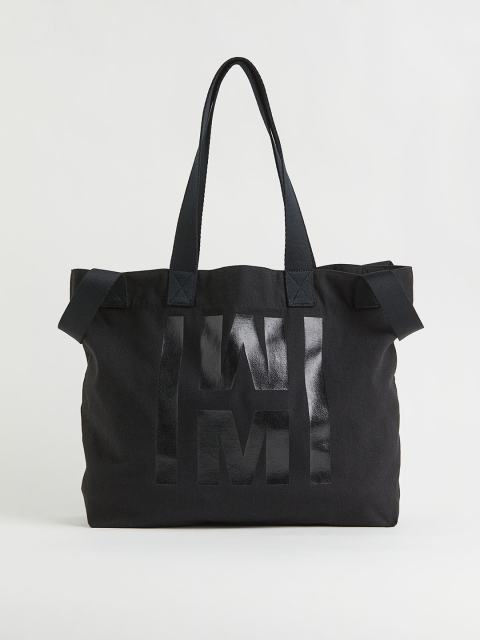 

H&M Women Black Typography Printed Large Canvas Shopper