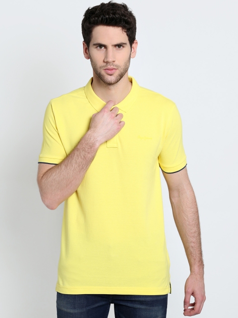 

Pepe Jeans Men Yellow Solid Polo Collar T-shirt