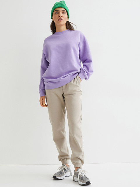 

H&M Women Beige Solid High-Waisted Joggers