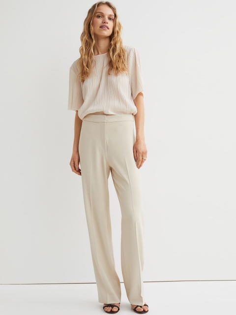 

H&M Women Beige Wide Trousers