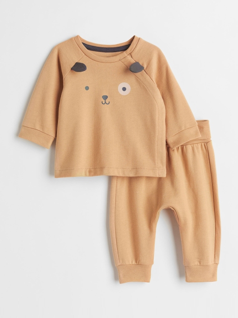 

H&M Girls 2-Piece Cotton Set, Beige