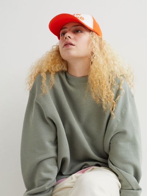 

H&M Women Orange & White Mesh-Back Cap