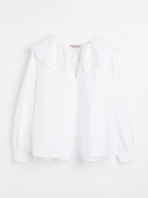 

H&M Women White Wide-collared Plus Size Blouse