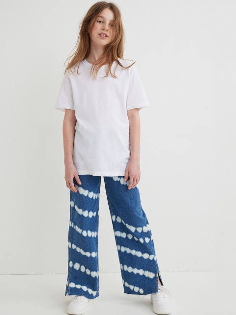 

H&M Girls Blue Printed Wide High Jeans