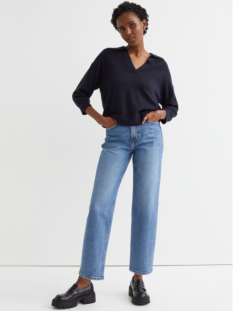 

H&M Women Blue Straight High Ankle Jeans