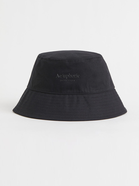 

H&M Men Black Solid Cotton Bucket Hat