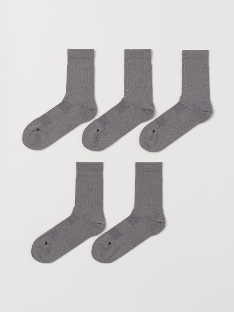 

H&M Pack of 5 Grey Solid Above Ankle Sports Socks