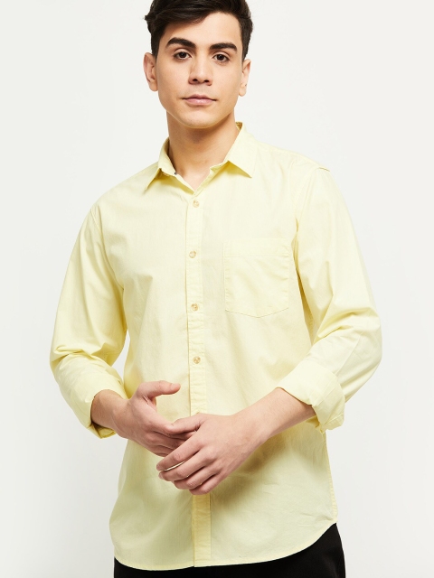 

max Men Yellow Casual Pure Cotton Shirt