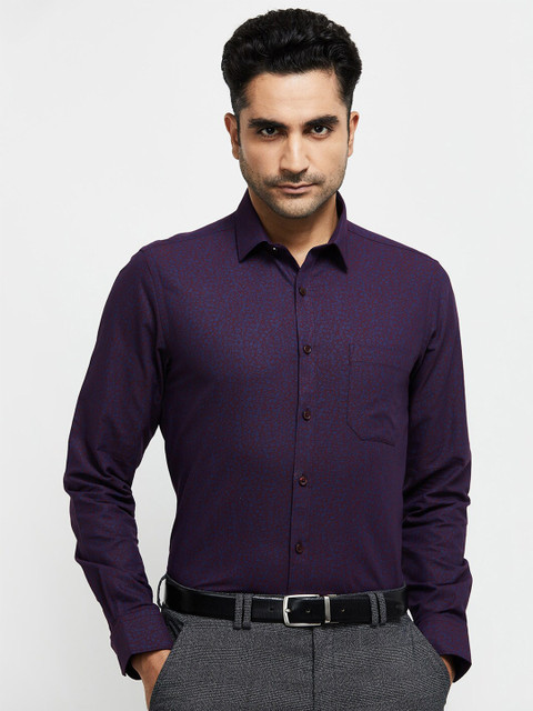

max Men Purple Self Design Regular Fit Citton Casual Shirt