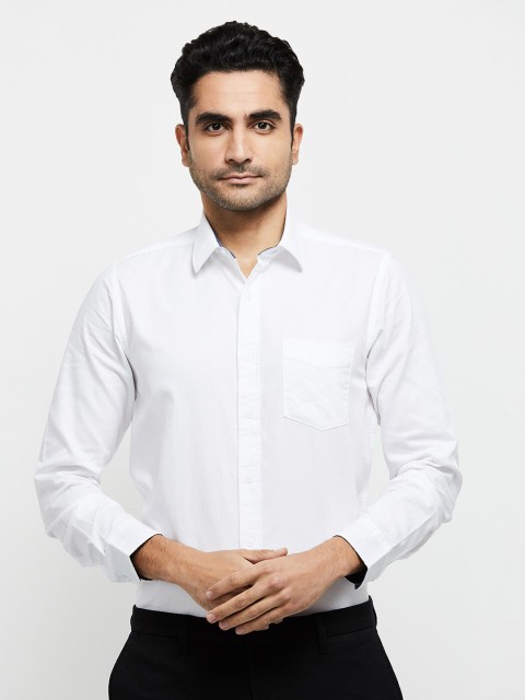 

max Men White Pure Cotton Casual Shirt