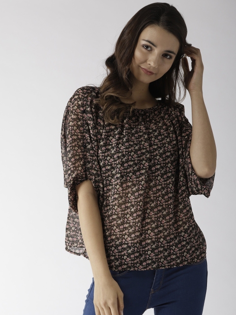 

Harpa Black & Pink Floral Print Top