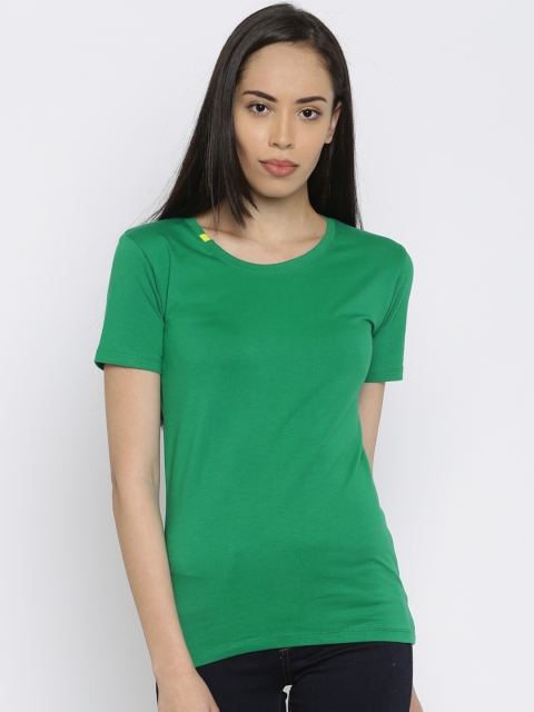

REVO Women Green Slim Fit T-shirt