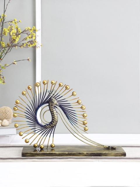 Aapno Rajasthan Gold-Toned Quaint Modern Peacock Table Dcor Showpieces
