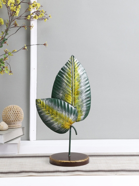 

Aapno Rajasthan Green Quaint Dual Leaves Table Dcor Showpiece
