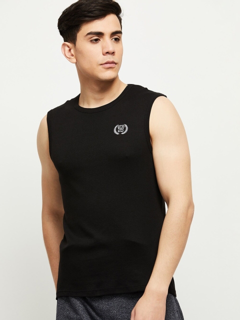 

max Men Black Pure Cotton Lounge T-shirt