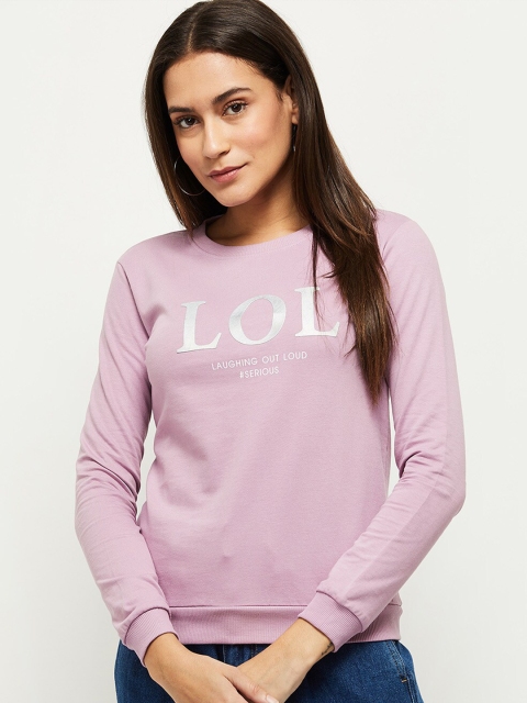 

max Women Lavender Printed Sweatshirt