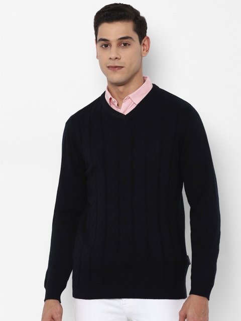 

Allen Solly Men Navy Blue Cable Knit Cotton Pullover