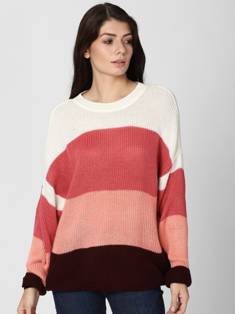 

Van Heusen Woman Off-White & Rust Colourblocked Pure Acrylic Pullover Sweater