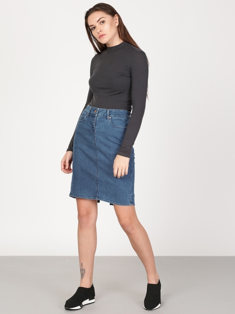 

ether Women Blue Denim Pencil Skirt