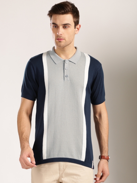 

Harvard Men Navy & Grey Colourblocked Polo Collar T-shirt, Navy blue