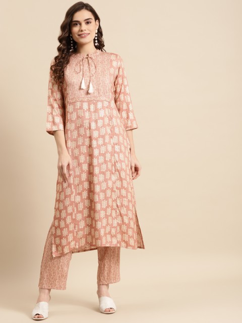 

Prakhya Women Pink Ethnic Motifs Printed Kurta with Palazzos
