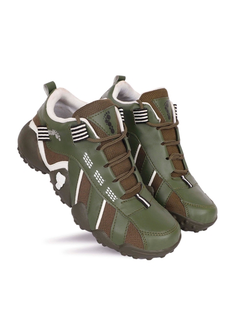 

WIN9 Men Green & Brown Mesh Walking Non-Marking Shoes With Bounce Technology