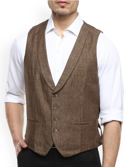

HACKETT LONDON Men Brown Tailored Waistcoat