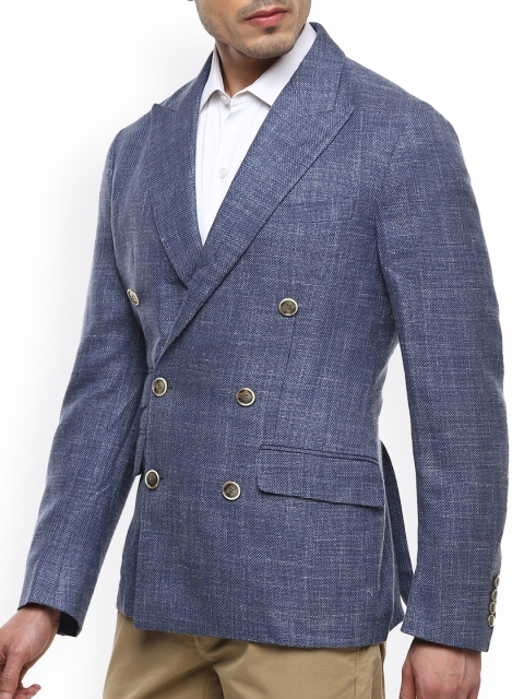 

HACKETT LONDON Men Blue Checked Cotton Tailored Jacket