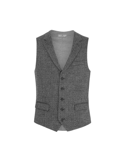

HACKETT LONDON Men Grey Knitted Cotton Formal Waistcoat