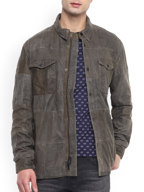 

JOHN VARVATOS Men Beige Longline Tailored Jacket with Patchwork