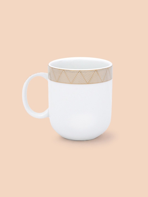 

SHAY White & Gold-Toned Printed Porcelain Glossy Cups Set of 6