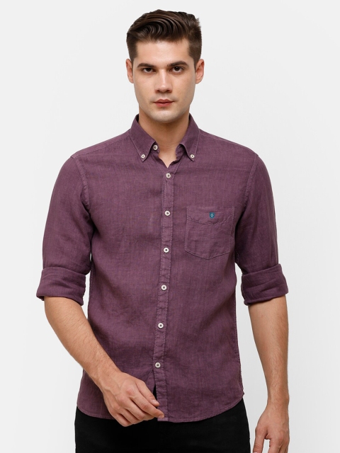 

Linen Club Men Purple Linen Casual Shirt