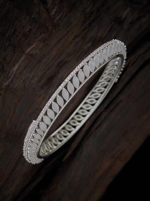 

Kushal's Fashion Jewellery Rhodium Plated White Studded Bangle