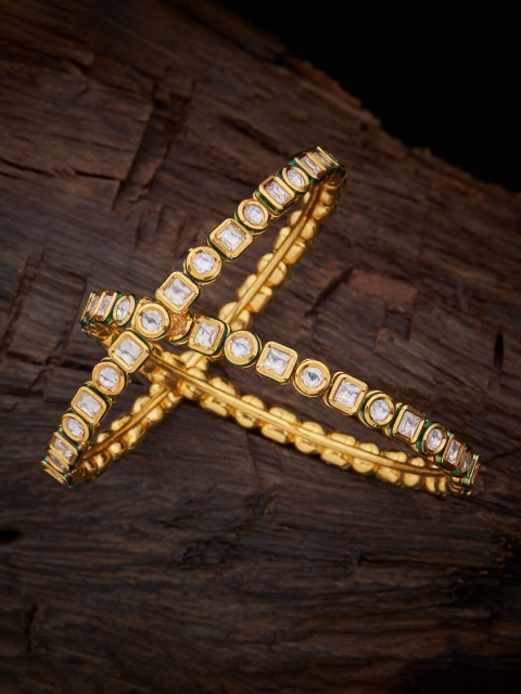 

Kushal's Fashion Jewellery Gold-Plated White kundan Studded Bangle