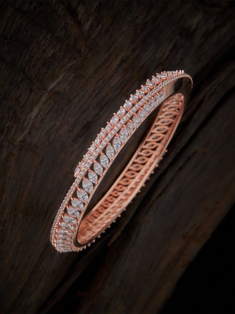 

Kushal's Fashion Jewellery Rose Gold-Plated White Ad-Studded Handcrafted Bangle