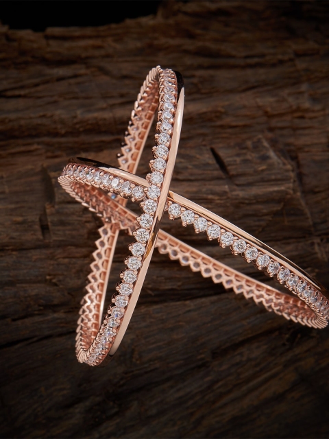 

Kushal's Fashion Jewellery Rose-Gold Toned & White Set of 2 AD Studded Bangles