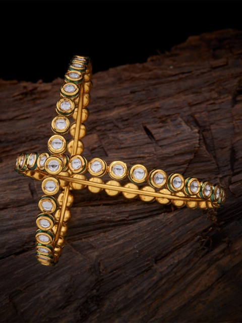 

Kushal's Fashion Jewellery Set of 2 Gold-Plated White Stone Studded Kundan Bangle
