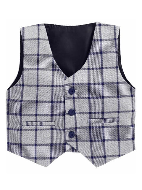 

Jeetethnics Boys Grey & Blue Checked Woven Waist Coat