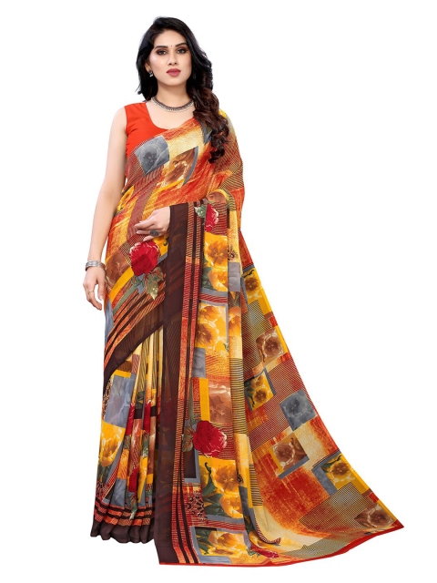 

KALINI Red & Grey Printed Saree